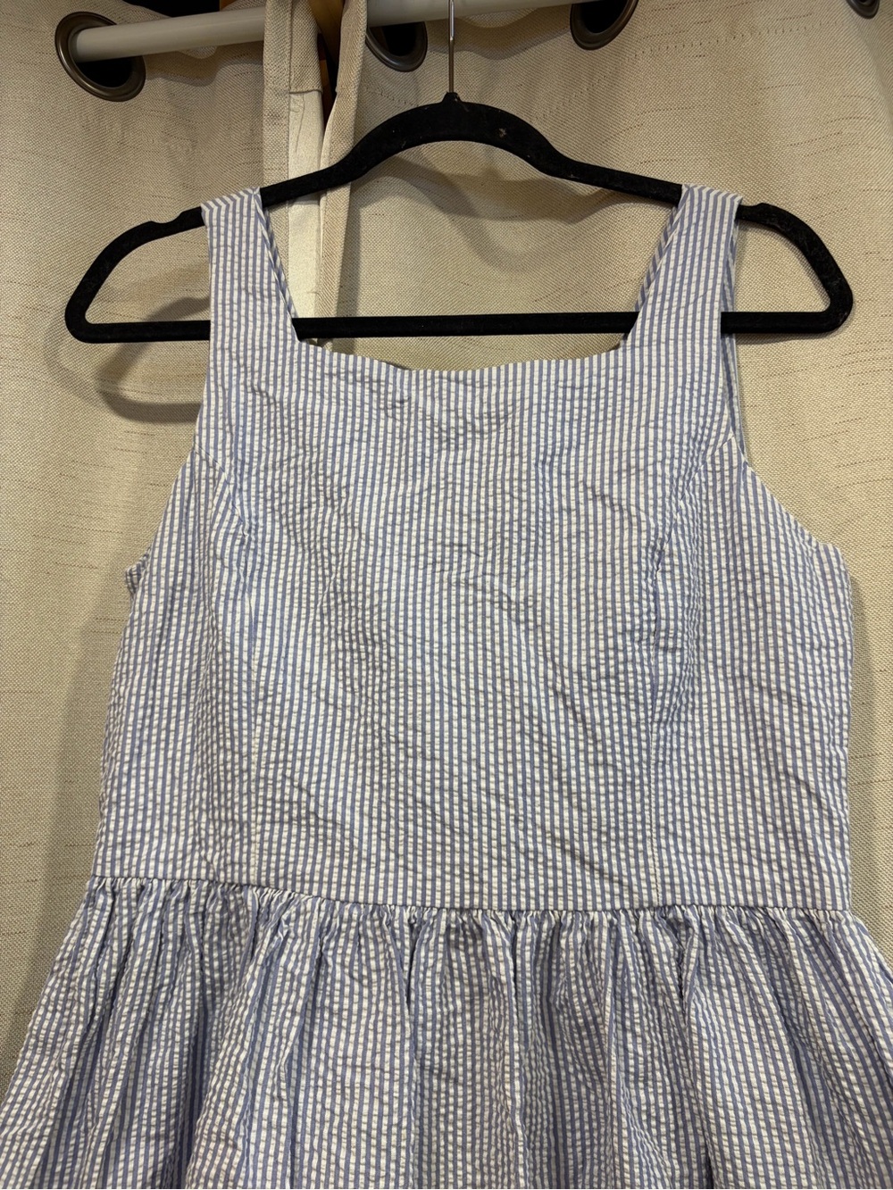 Blue Rain Seersucker Sleeveless Dress - Picture 2 of 7